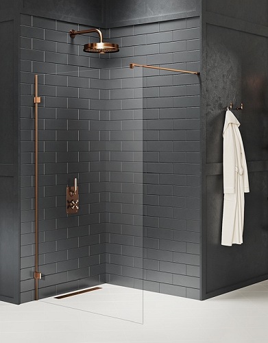 Miedziana Avexa Copper Brushed New Trendy EXK-3764 ścianka prysznicowa 90 cm szkło 8 mm