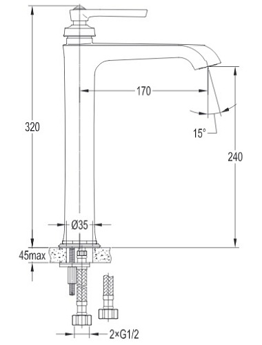 Bateria umywalkowa wysoka Armance AM5213 CR