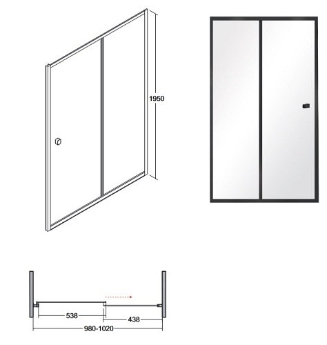 Czarne drzwi prysznicowe przesuwne 100 cm Duo Slide Black Besco