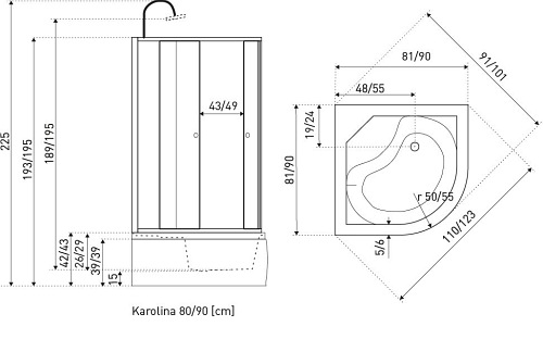 Kabina prysznicowa hydromasażowa 80x80 Karolina Kerra