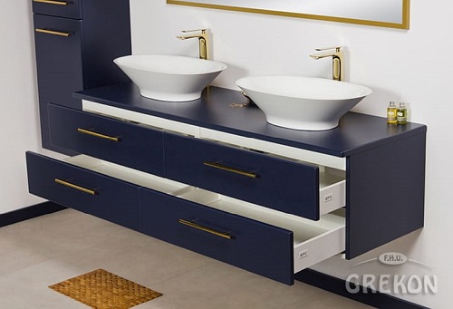 Szafka wisząca z umywalkami nablatowymi 160 cm Belli Gold Gante