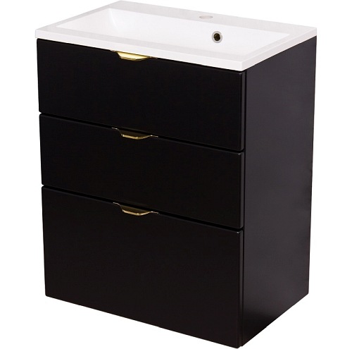 Czarna szafka łazienkowa z umywalką 60/3 cm Victa