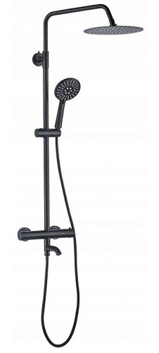 Czarny zestaw natynkowy termostat Lungo Black Rea
