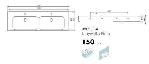 Umywalka Pinto 150 cm Cerastyle