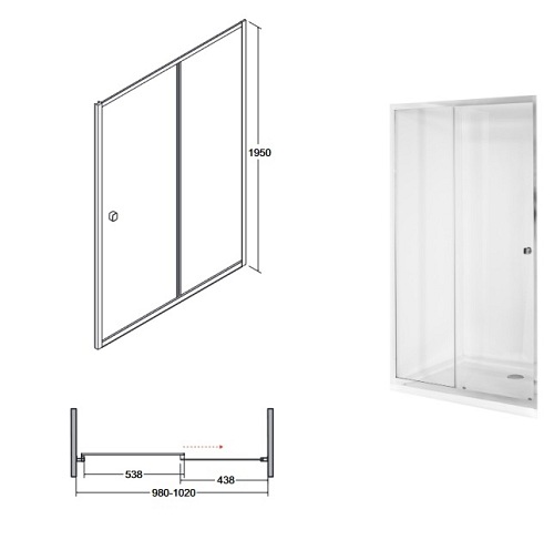 Drzwi prysznicowe rozsuwane 100 cm Duo Slide Besco
