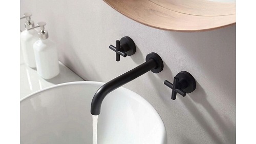 Bateria podtynkowa umywalkowa czarna Exit Black Rea