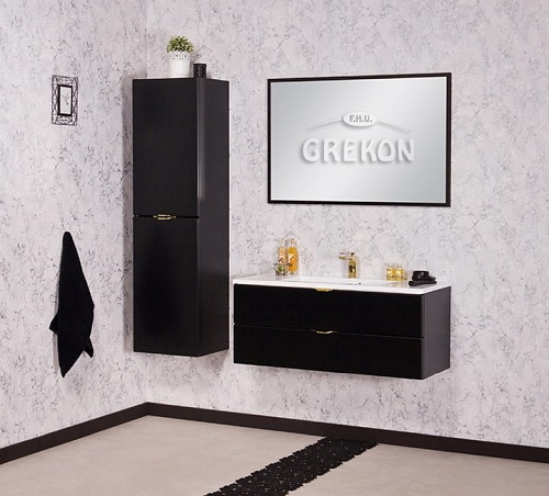 Czarna matowa szafka łazienkowa z umywalką 100/2 cm Victa Gante