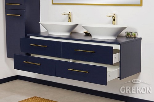 Szafka wisząca z umywalkami nablatowymi 140 cm Belli Gold Gante