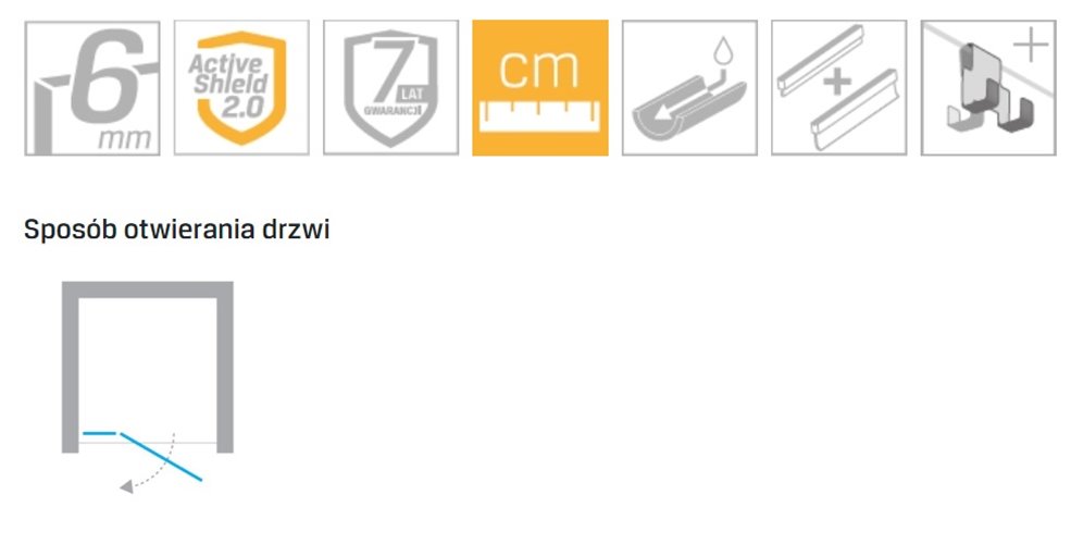 Drzwi prysznicowe złoty połysk lewe 120 cm EXK-1638 Avexa Gold Shine New Trendy