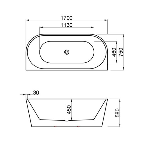 Wanna wolnostojąca przyścienna złote szczotkowane wykończenie 170 cm Lena Hydrosan
