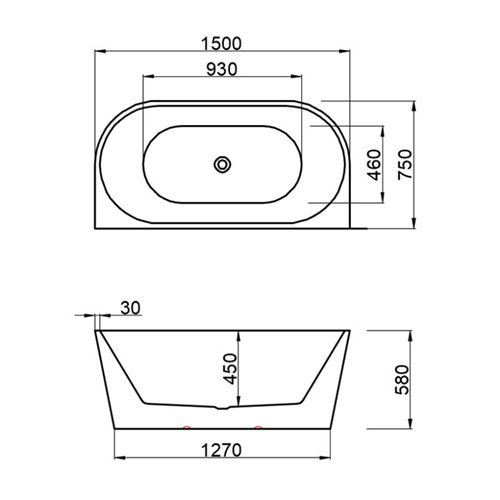 Wanna wolnostojąca przyścienna złote szczotkowane wykończenie 150 cm Lena Hydrosan