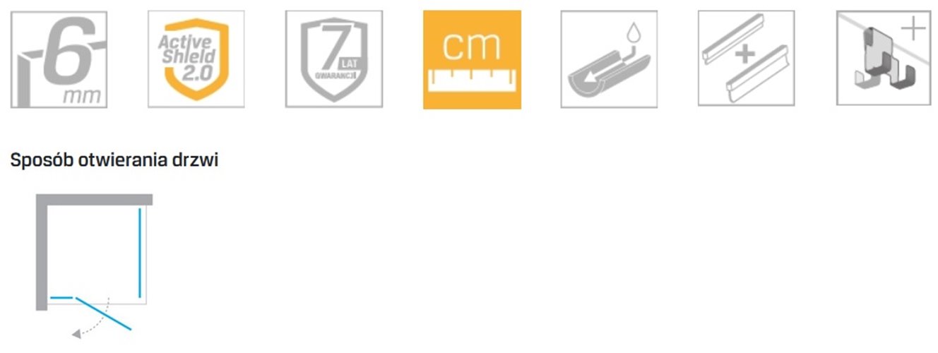 Złota kabina prysznicowa lewa 100x70 EXK-1668 Avexa Gold Shine New Trendy