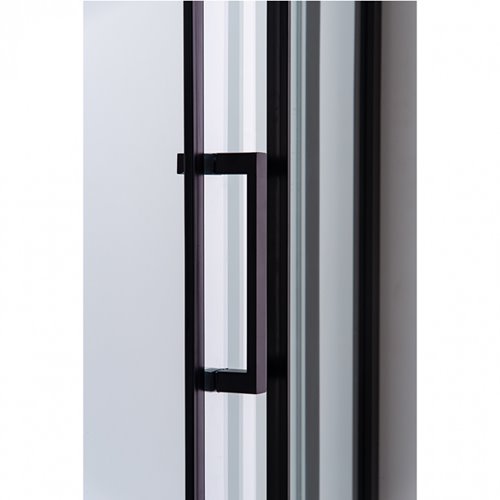 Czarna kabina prysznicowa półokrągła 80x80 drzwi rozsuwane BS01A