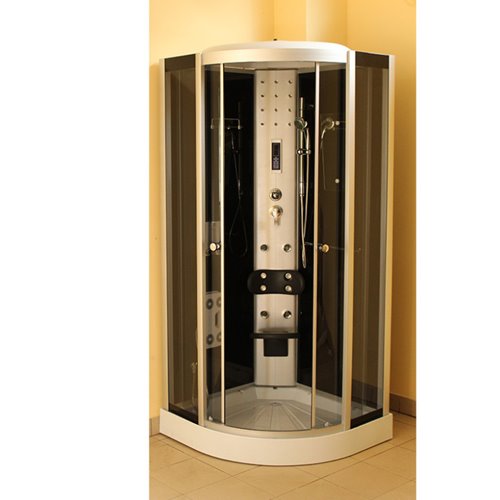 Kabina prysznicowa z hydromasażem niski brodzik czarne ściany 100x100