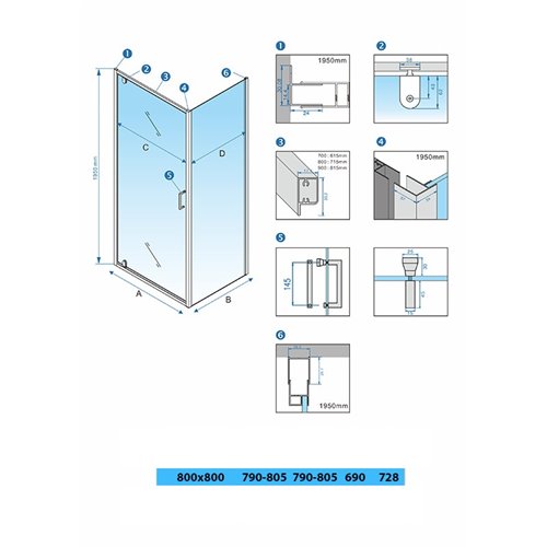 Złota szczotkowana kabina prysznicowa 80x80 kwadratowa drzwi pełne uchylne KZ04B