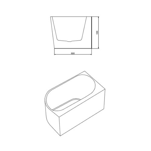 Wanna przyścienna złoty szczotkowany przelew oraz korek narożna prawa 150 cm Mera Hydrosan