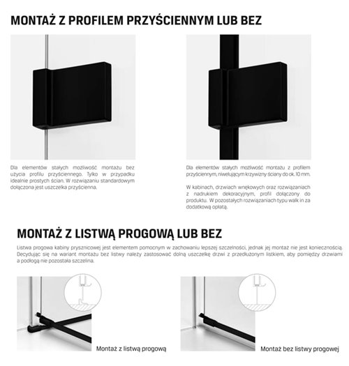 Biała kabina prysznicowa trójścienna prawa 110x70 cm EXK-2894 Avexa White New Trendy