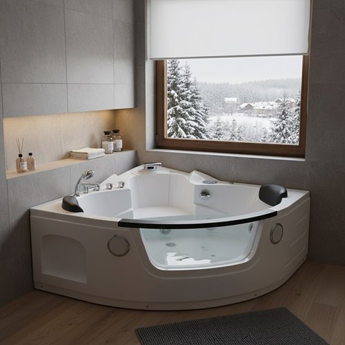 Wanna z hydromasażem narożna podgrzewacz wody Orino 632C 135x135