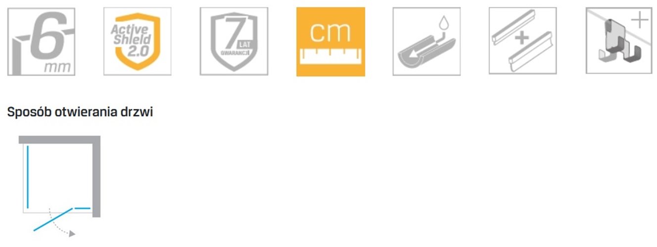 Złota kabina prysznicowa prawa 80x80 EXK-1647 Avexa Gold Shine New Trendy