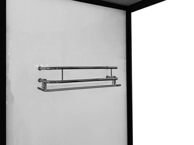 Biała kabina prysznicowa z hydromasażem i sauną parową prostokątna zabudowana 170x85 MO-0505-170WS