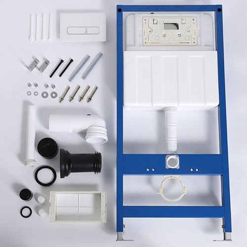 Zestaw podtynkowy kompletny stelaż + miska MIZU-WH-TR-03 + przycisk Button-4-BL biały