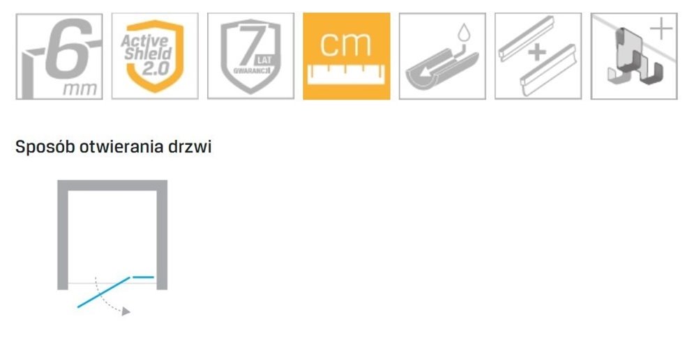 Drzwi prysznicowe złoty połysk prawe 110 cm EXK-1637 Avexa Gold Shine New Trendy