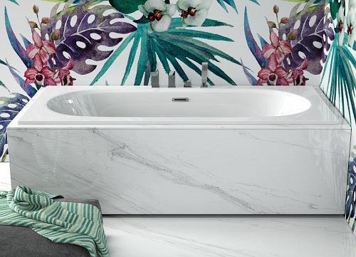 Prostokątna wanna do zabudowy Vitae Slim+ Besco 180 cm komplet syfon + przelew