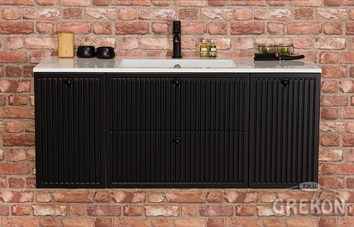 Szafka łazienkowa z umywalką kolor czarny mat wisząca 120 cm Argento Gante