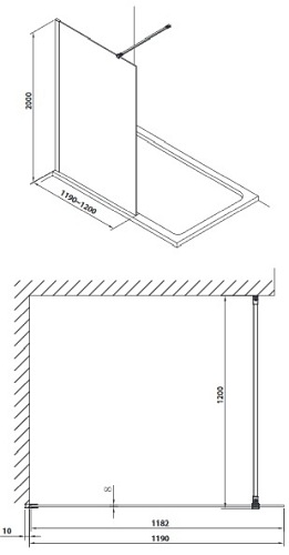 Kabina prysznicowa Marina Omnires Walk-In 120 cm DNR12XCRTR