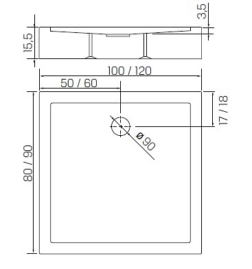 Brodzik prostokątny 100x80 B-0265 Cantare New Trendy