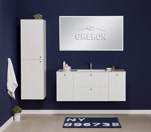 Szafka łazienkowa wisząca z umywalką biały mat 120 cm Argento Gante