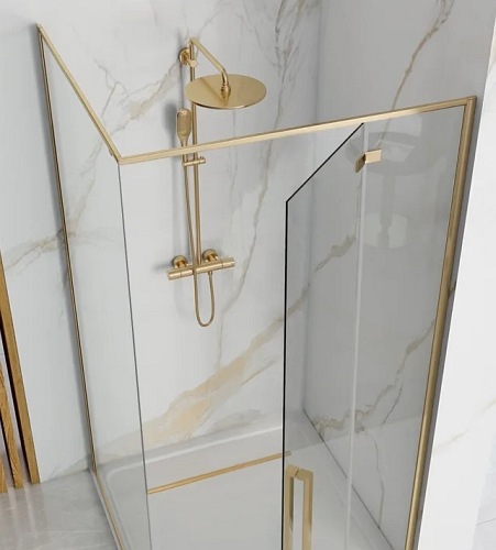 Kabina prostokątna złote okucia 100x80 Rea Fargo