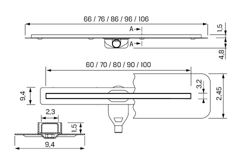 Visio Slim Gold New Trendy złoty odpływ liniowy 90 cm OL-0084 ruszt złoty szczotkowany mat