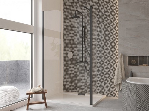 Ścianka 90 cm + ścianka boczna 30 cm Eco-N Black Flex Besco