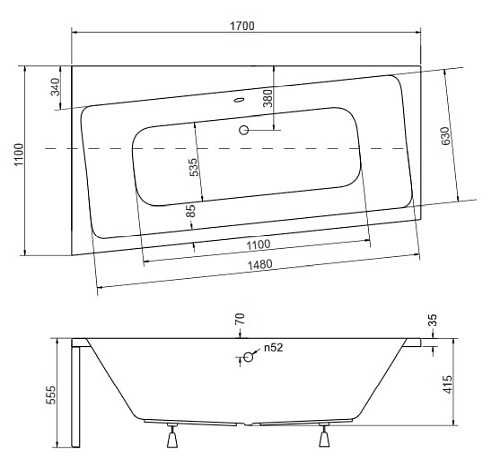 Wanna narożna 170 cm Lewa Infinity Besco