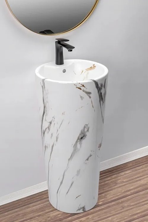Umywalka wolnostojąca ceramiczna Blanka Marble Marmur Rea
