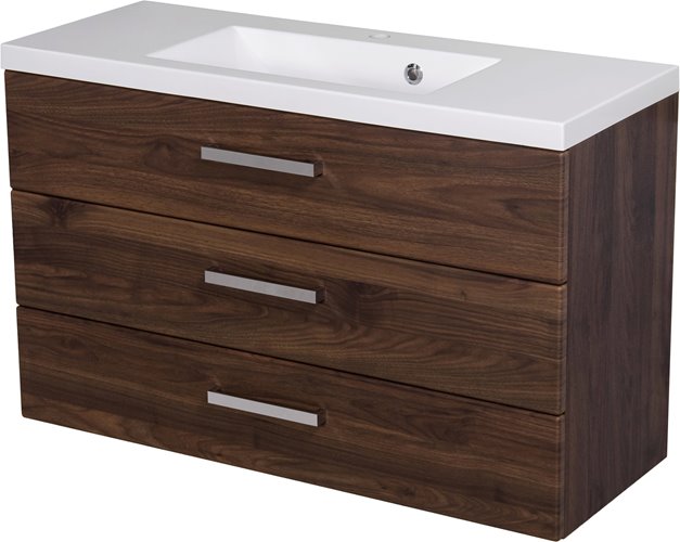 Szafka łazienkowa wisząca z umywalką 100 cm 39/3 Fokus kolor orzech