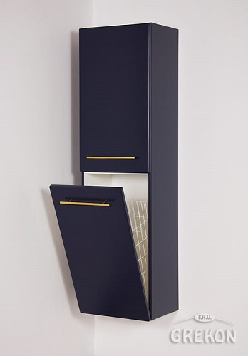 Słupek łazienkowy wiszący z koszem granatowy mat 143x40 cm Belli Gold Gante
