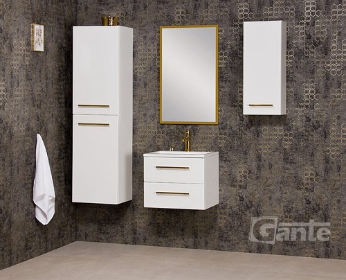 Lustro łazienkowe prostokątne 40x80 cm złota rama