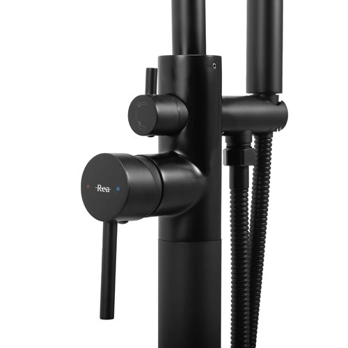 Czarna bateria wannowa wolnostojąca Mono Rea