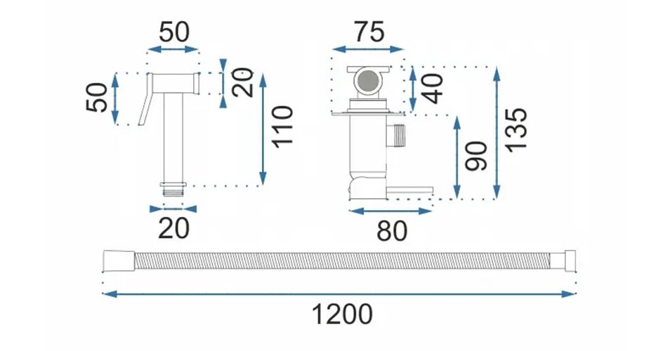 Bateria bidetowa podtynkowa biały połysk Loop Lungo Rea