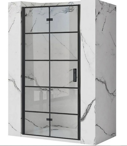 Czarne drzwi prysznicowe składane 90 cm Molier Black Rea