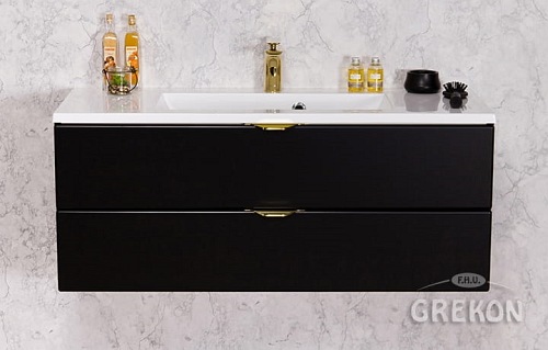 Czarna matowa szafka łazienkowa z umywalką 100/2 cm Victa Gante