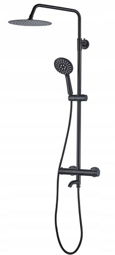 Czarny zestaw natynkowy termostat Lungo Black Rea