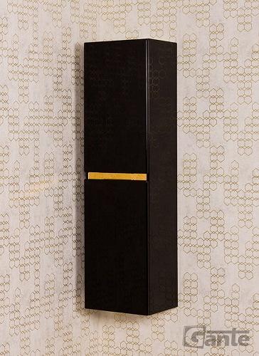 Czarny słupek łazienkowy wiszący złoty uchwyt 144x40 seria Diamond Gold Gante C