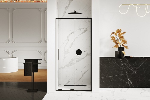 Smart New Trendy Black czarne drzwi prysznicowe wnękowe rozsuwane 130 cm EXK-4112