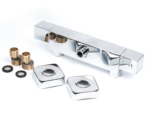 Zestaw natryskowy z kwadratową deszczownicą 20x20 termostat