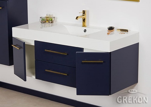 Szafka wisząca z umywalką granatowy mat 120/50C cm Belli Gold Gante