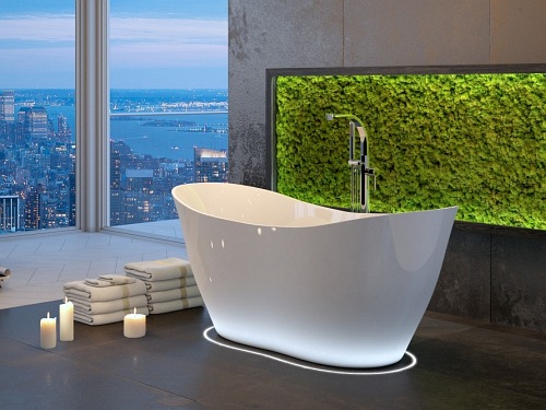 Wanna wolnostojąca z konglomeratu 160 cm + klik-klak chrom Viya Besco