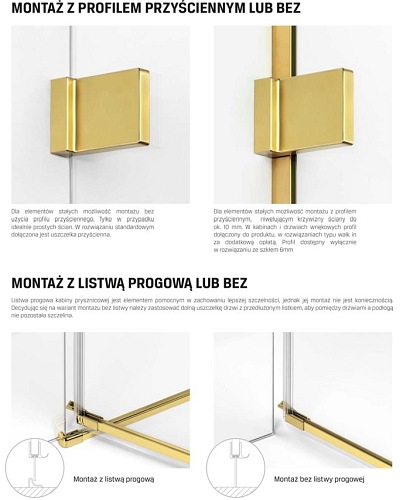 Drzwi prysznicowe 80 cm EXK-1714 Avexa Gold Brushed New Trendy